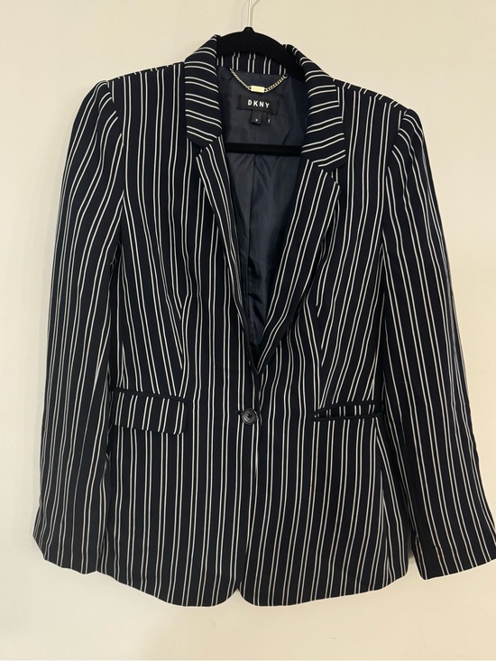 Dkny Jackets & Blazers - DKNY Navy Pinstripe Blazer Size 10 Career Office One Button Jacket